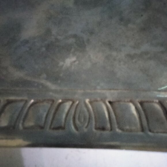 Square Metal Serving Tray Bowl Carved Border Aztec Design Elegant Lodge 11 inch - Picture 4 of 4